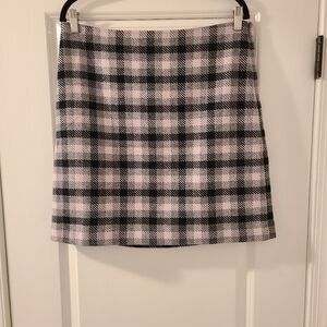 Talbots Buffalo Plaid Wool Blend Skirt Pink And Gray Size 12P Petite NWT